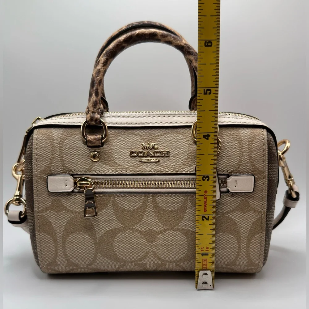 Coach NEW! Mini Rowan Signature Tan and Cream Canvas Crossbody Purse - Picture 13 of 16